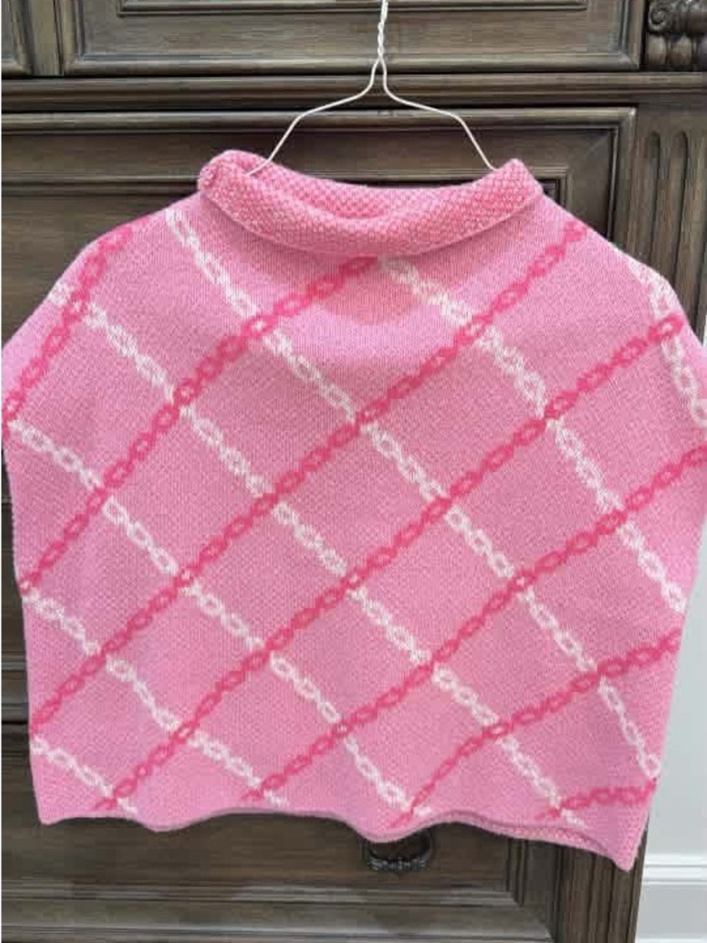 THML Pink Diamond-Patterned Knit Sweater
